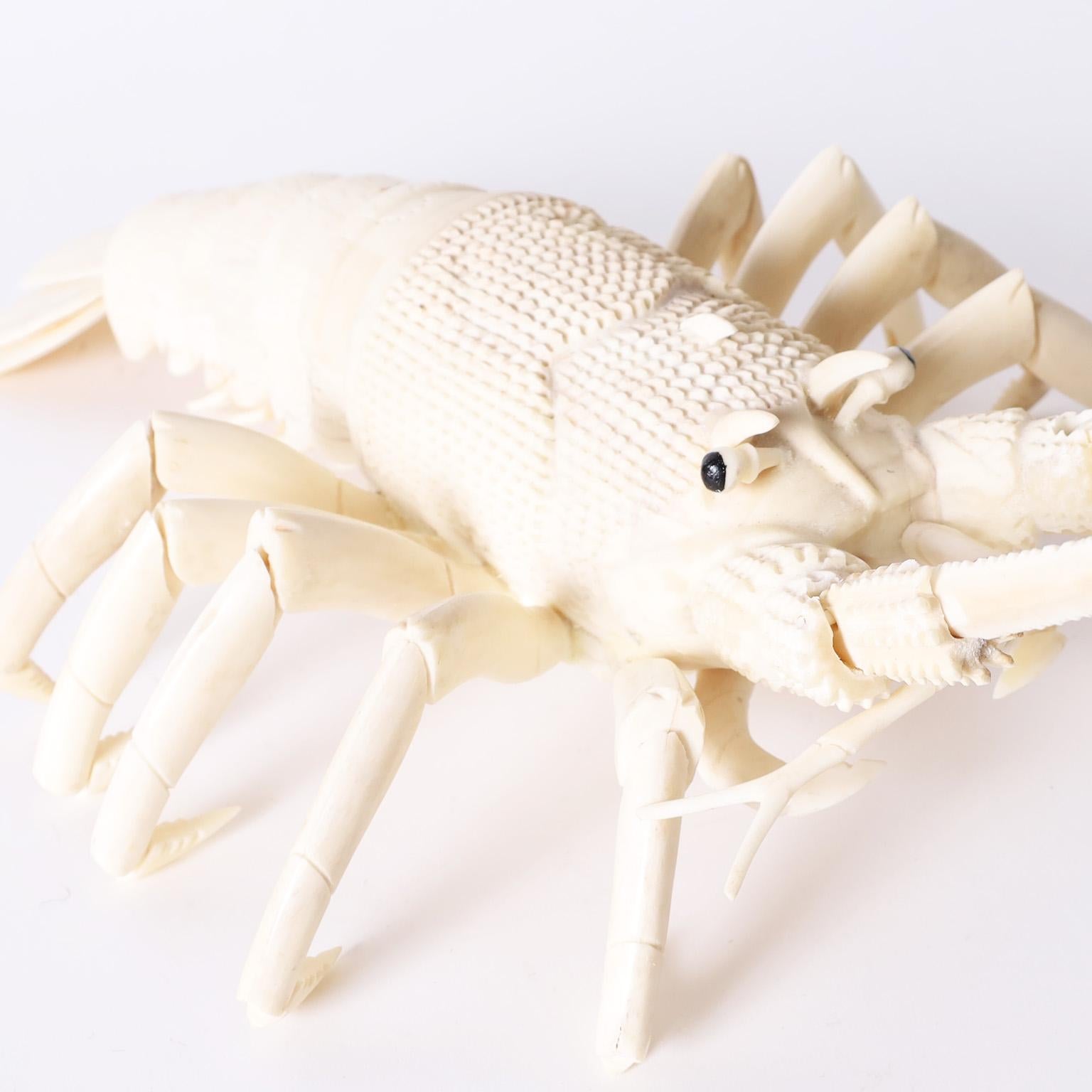 Large Bone Articulated Lobster Sculpture For Sale 3