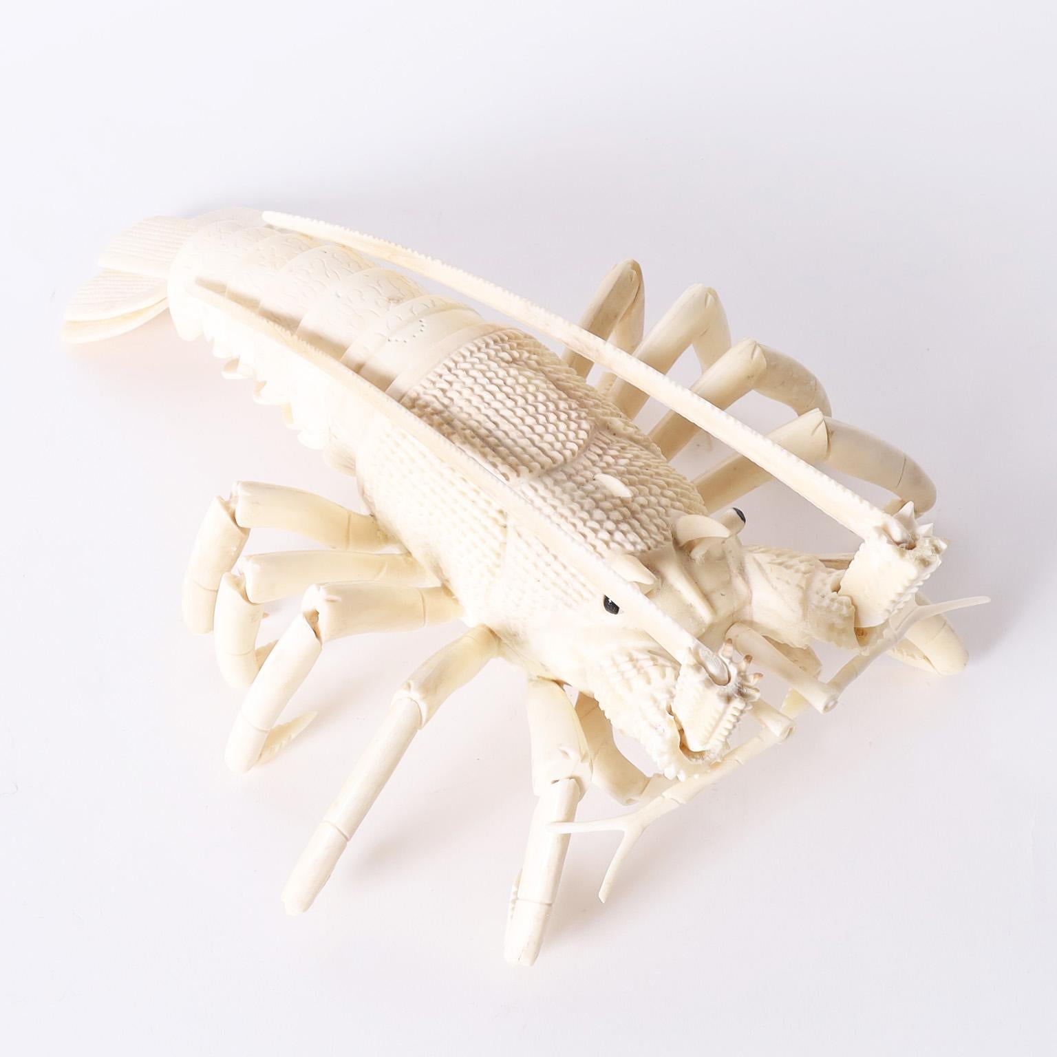 Large Bone Articulated Lobster Sculpture For Sale 5