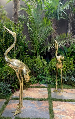 Large Brass Sculptures of Herons