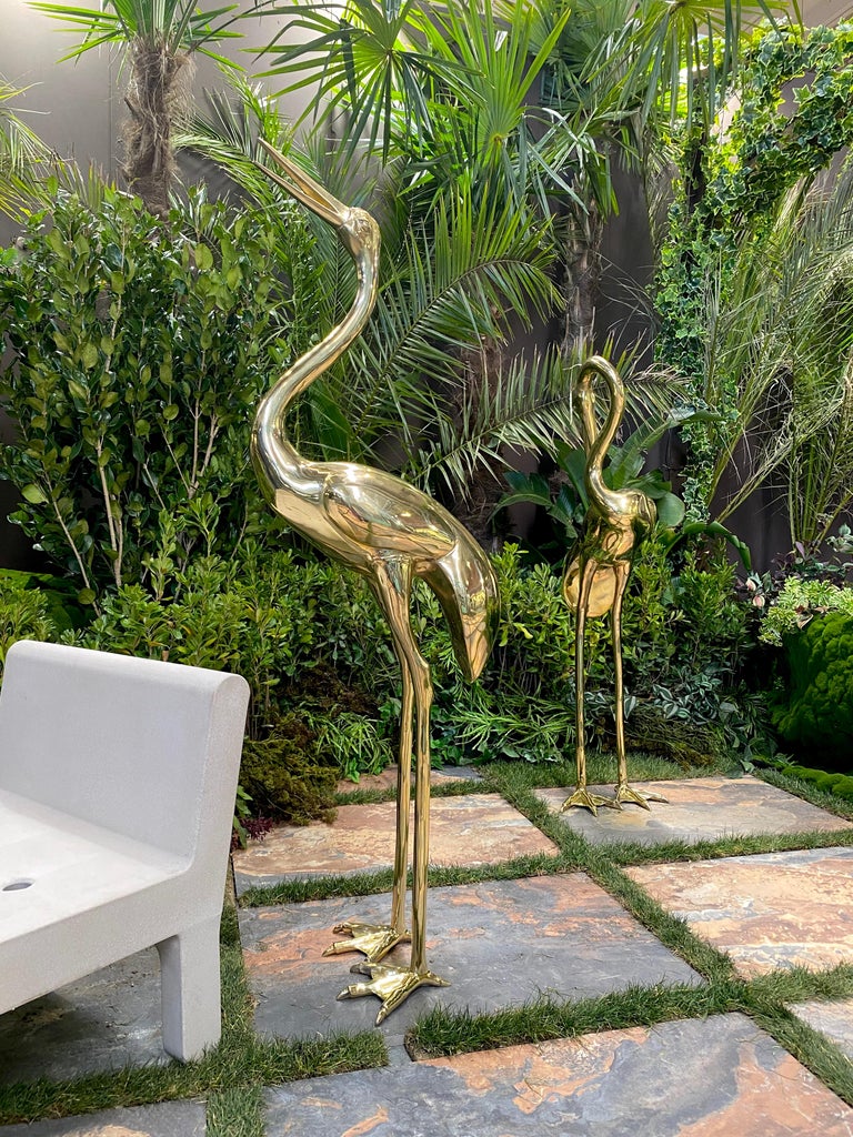 Large Brass Sculptures of Herons For Sale 1