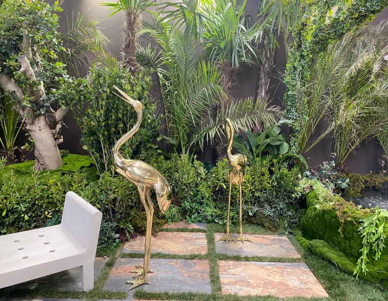 Large Brass Sculptures of Herons For Sale 2