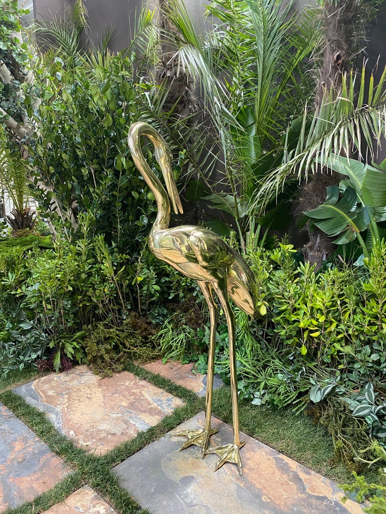 Large Brass Sculptures of Herons For Sale 3