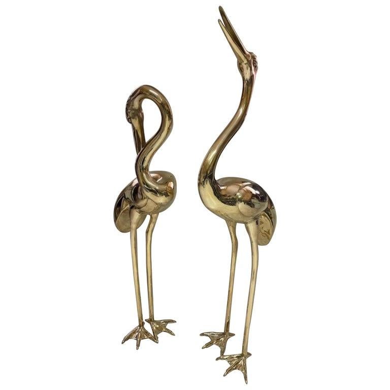 Unknown Figurative Sculpture - Large Brass Sculptures of Herons