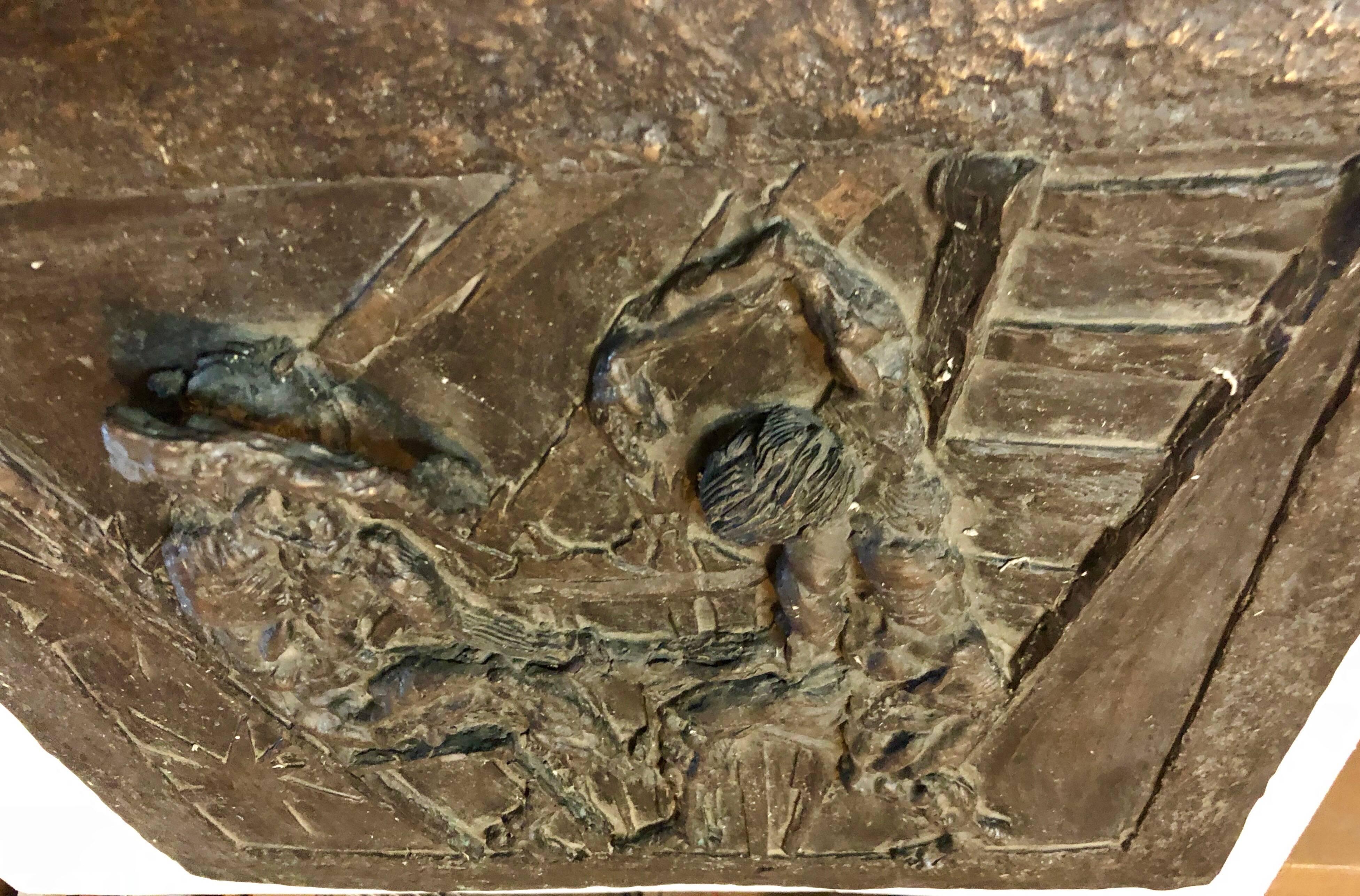 Large Bronze Bas Relief Danse Macabre Expressionist Sculpture Totentantz  - Gold Figurative Sculpture by Unknown
