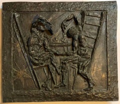 Large Bronze Bas Relief Danse Macabre Expressionist Sculpture Totentantz 