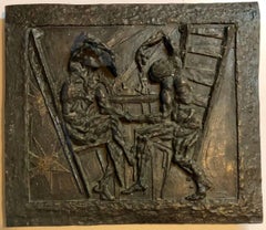 Large Bronze Bas Relief Danse Macabre Expressionist Sculpture Totentantz