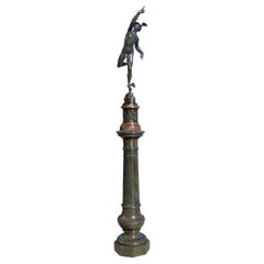 Large Fine Bronze Sculpture of Mercury and Original Marble Pedestal