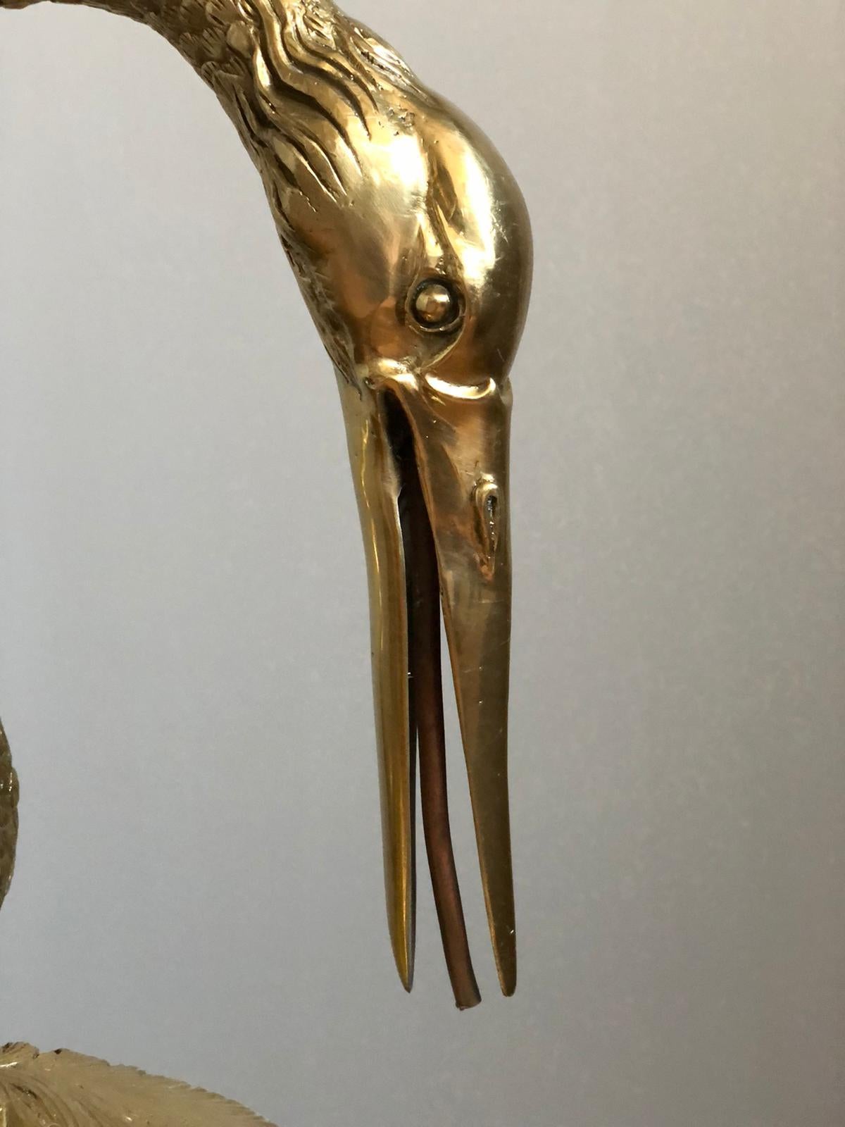 Large Gilt Bronze Sculptures of Herons 5