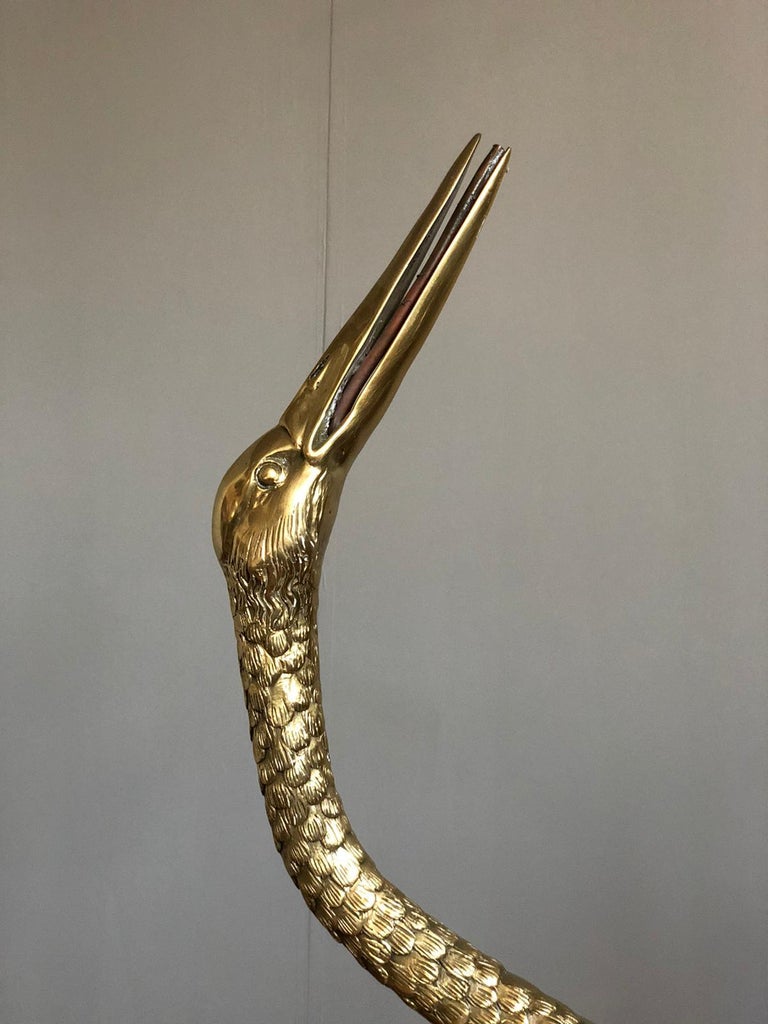 Large Gilt Bronze Sculptures of Herons For Sale 1