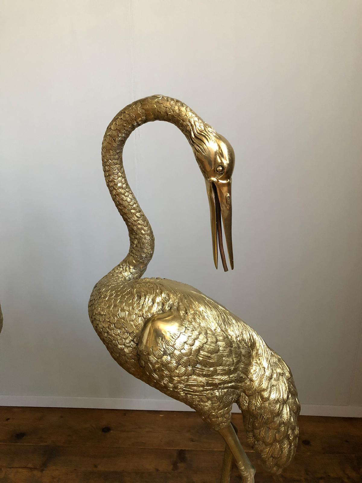 Large Gilt Bronze Sculptures of Herons 1