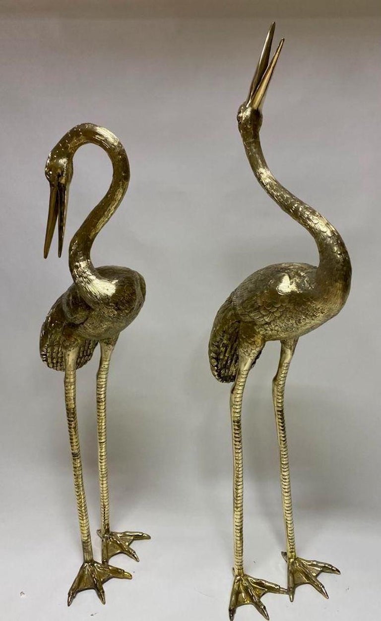 Unknown Figurative Sculpture - Large Gilt Bronze Sculptures of Herons