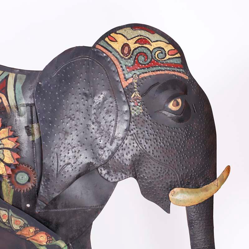 Scultura da parete Elefante grande in metallo - Art Moderno di Unknown