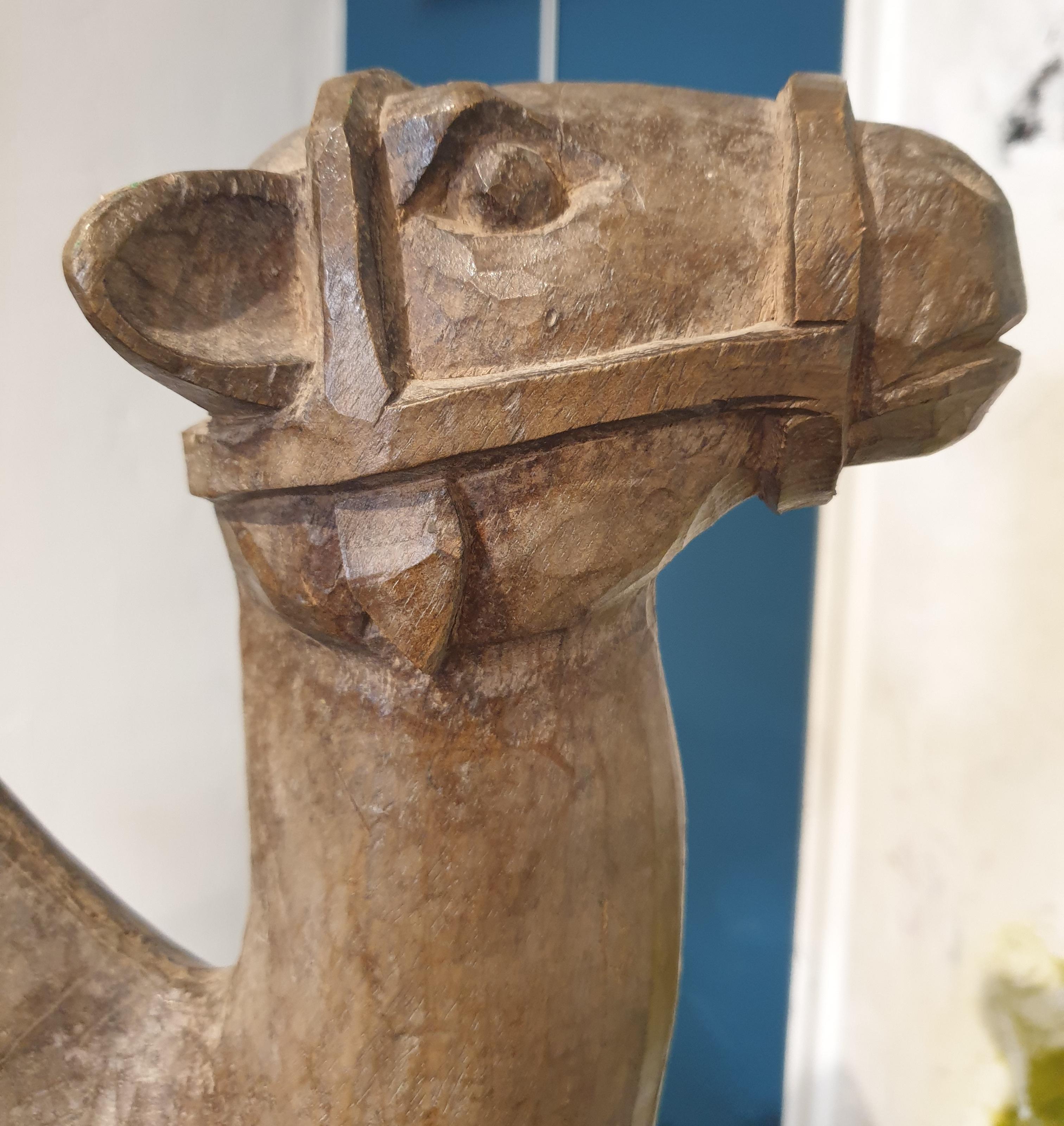 Large Neapolitan 19th Century Hardwood Sculpture of a Crèche Camel. For Sale 11