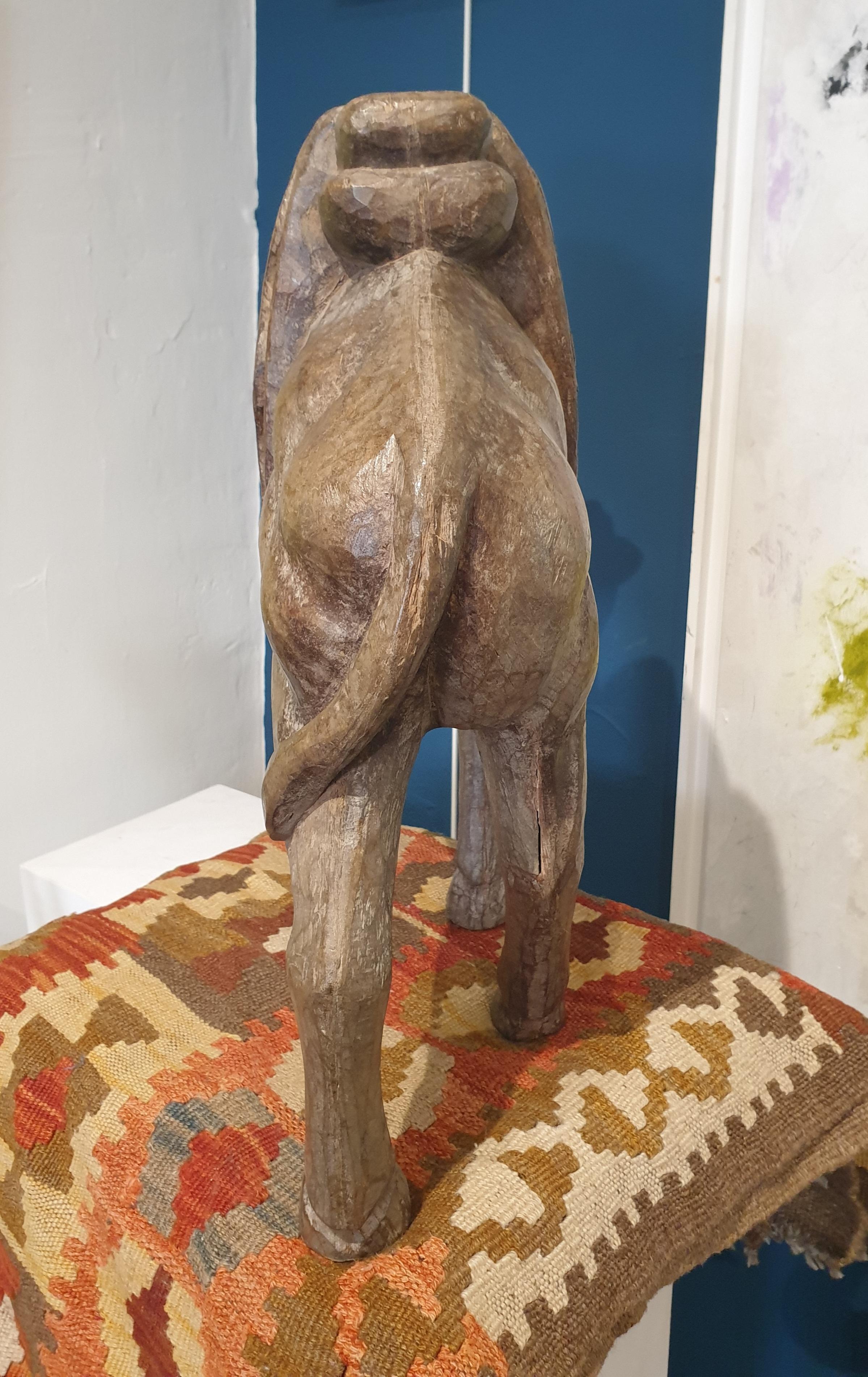 Large Neapolitan 19th Century Hardwood Sculpture of a Crèche Camel. For Sale 15
