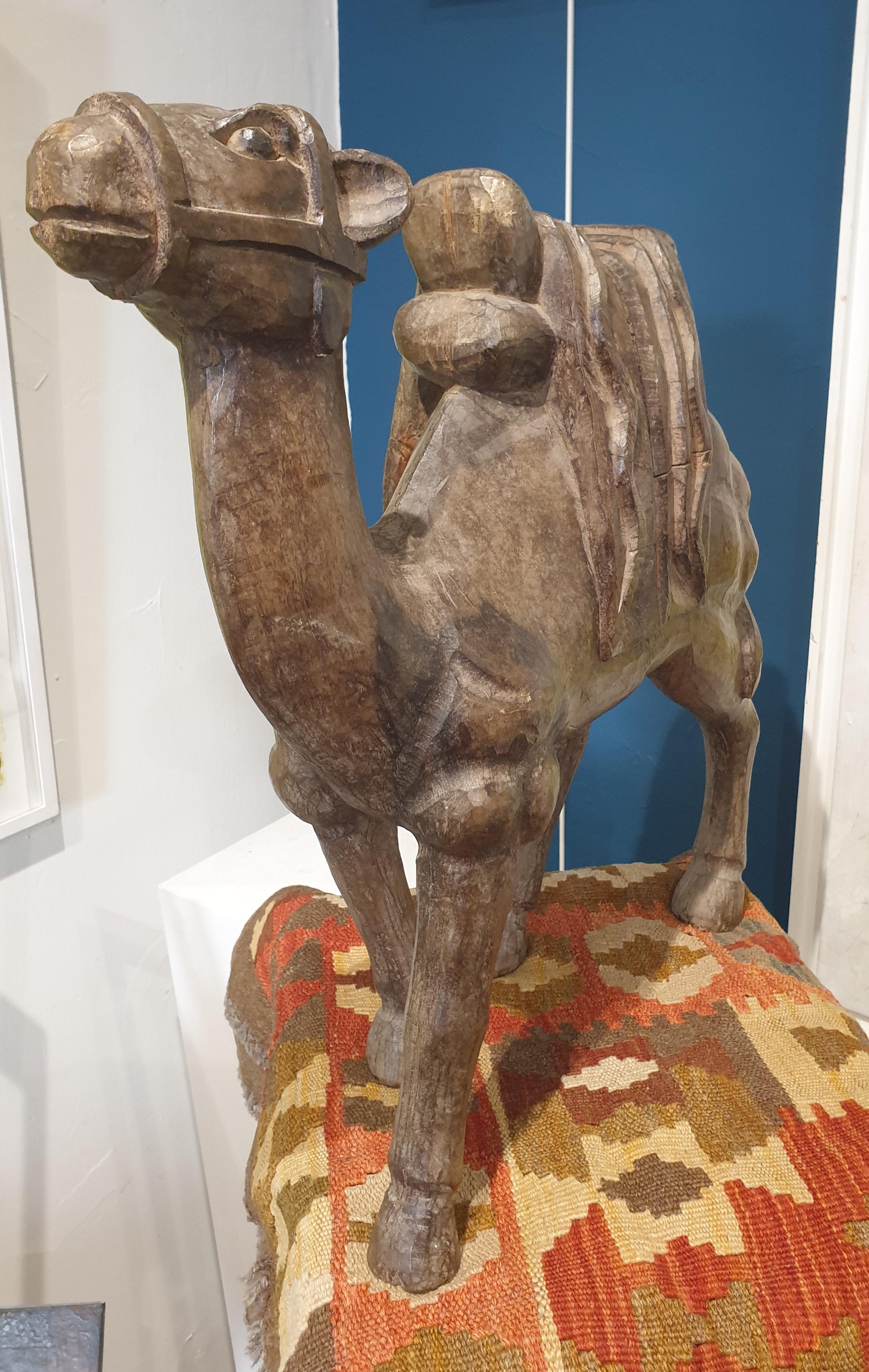 Large Neapolitan 19th Century Hardwood Sculpture of a Crèche Camel. For Sale 5
