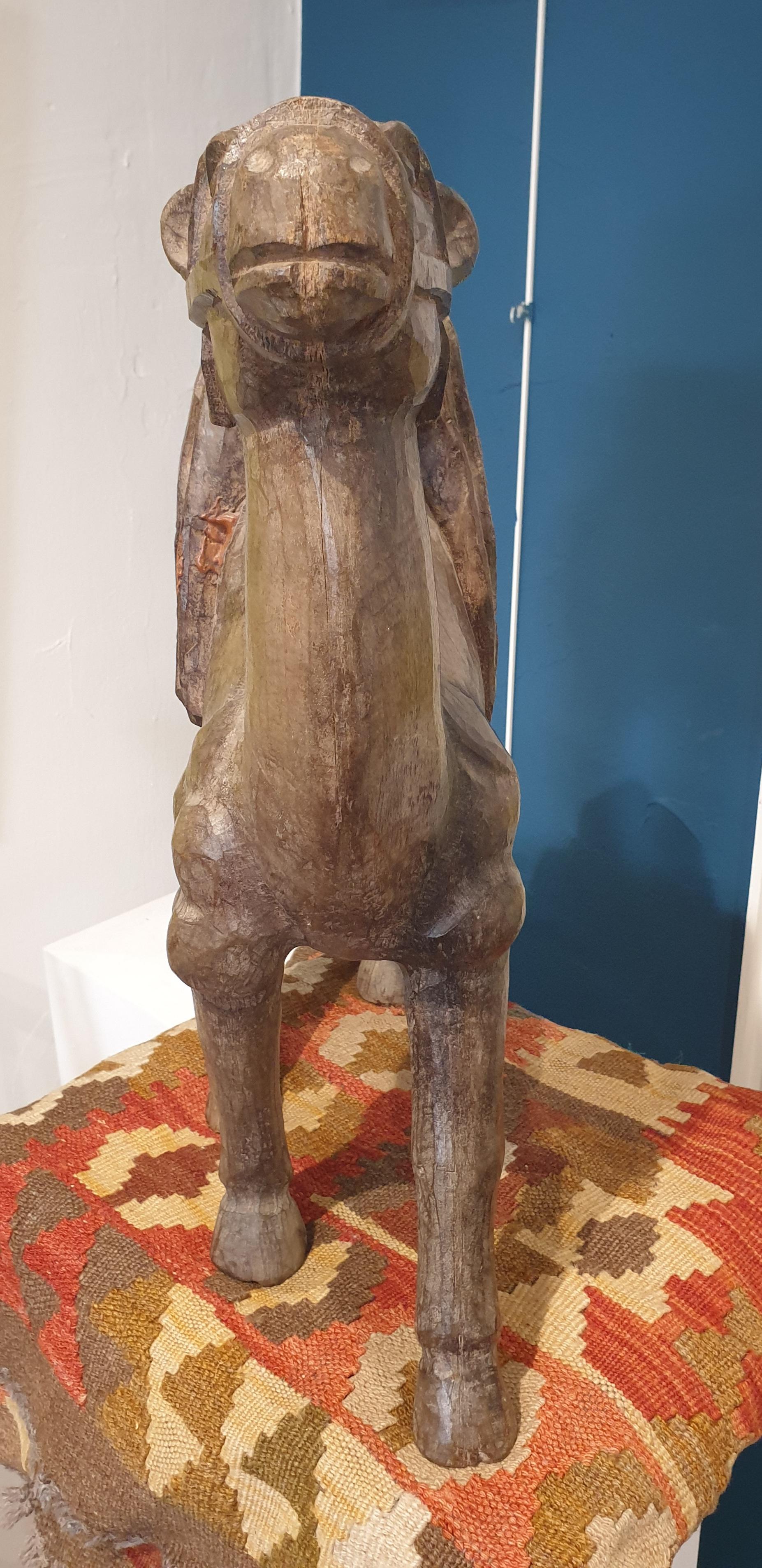 Large Neapolitan 19th Century Hardwood Sculpture of a Crèche Camel. For Sale 6