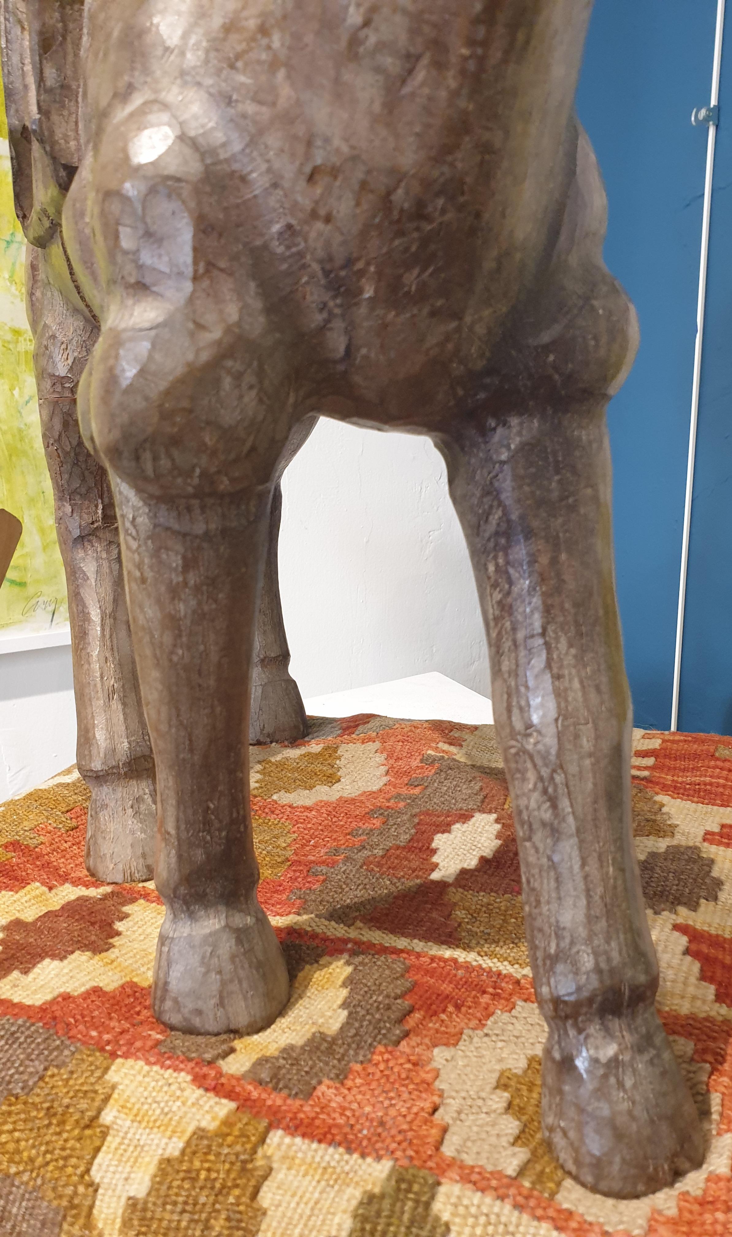 Large Neapolitan 19th Century Hardwood Sculpture of a Crèche Camel. For Sale 7