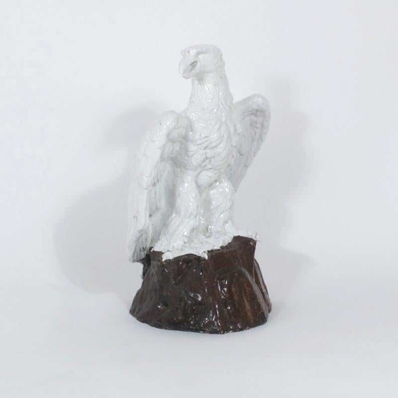 Large Pair of Majolica Terra Cotta Eagles - Sculpture by Unknown