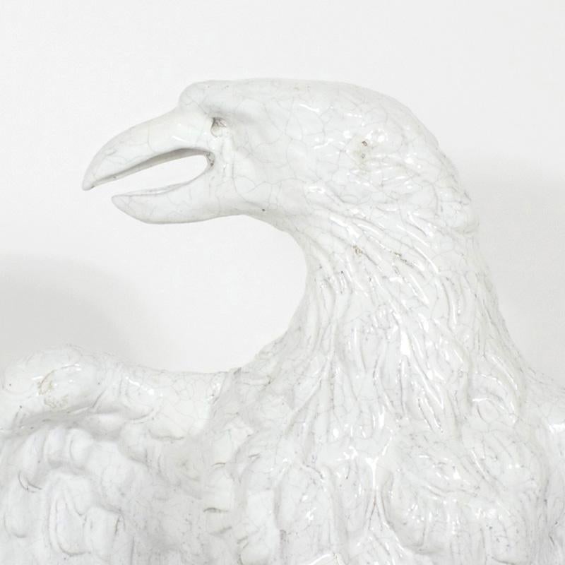 Large Pair of Majolica Terra Cotta Eagles - Gray Still-Life Sculpture by Unknown