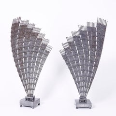 Large Pair of Metal Sea Fan Sculptures