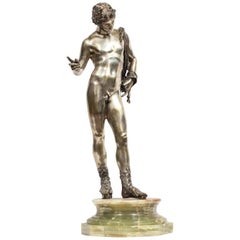 Large Rare Italian Silver Figure Statue of Narcissus, after the Antique