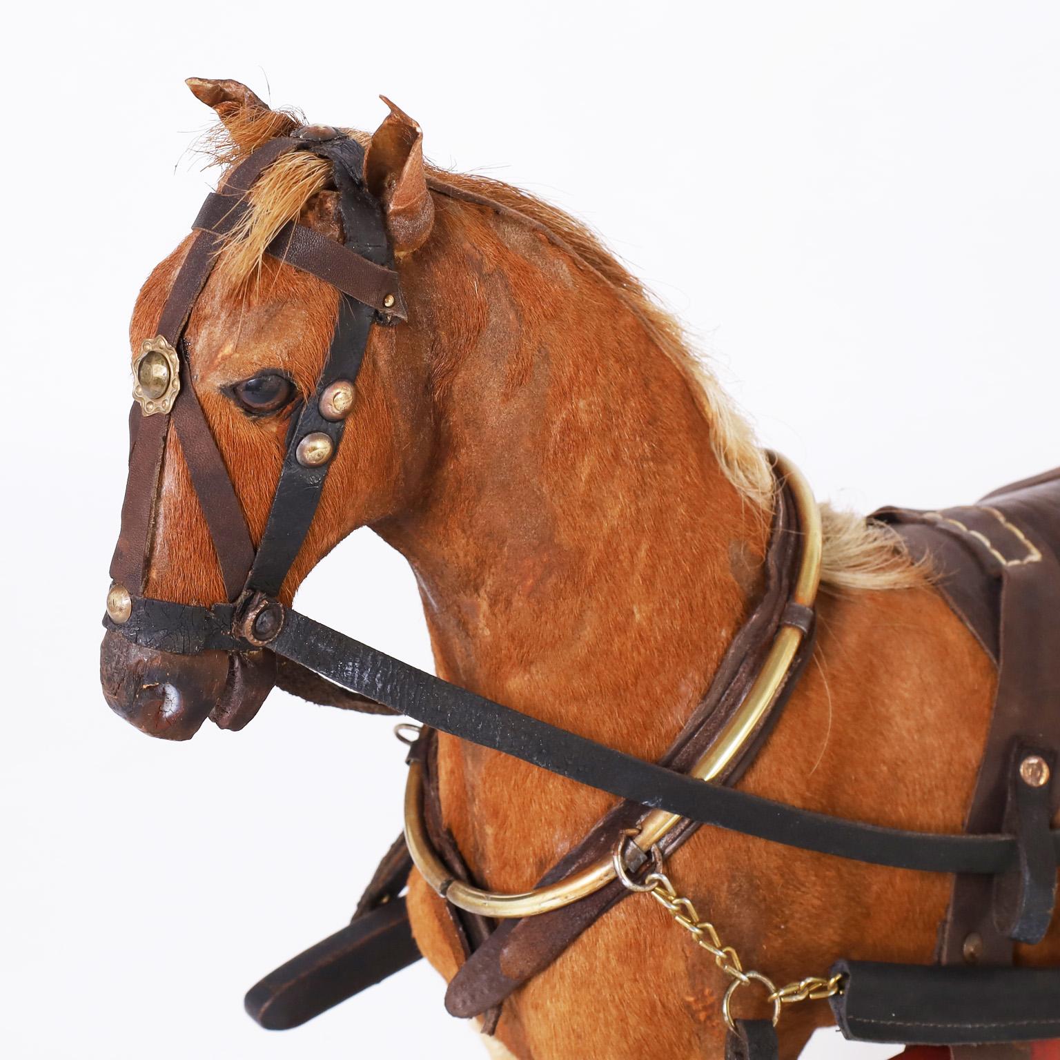 Grand cheval et charrette en jouet Vintage en vente 1