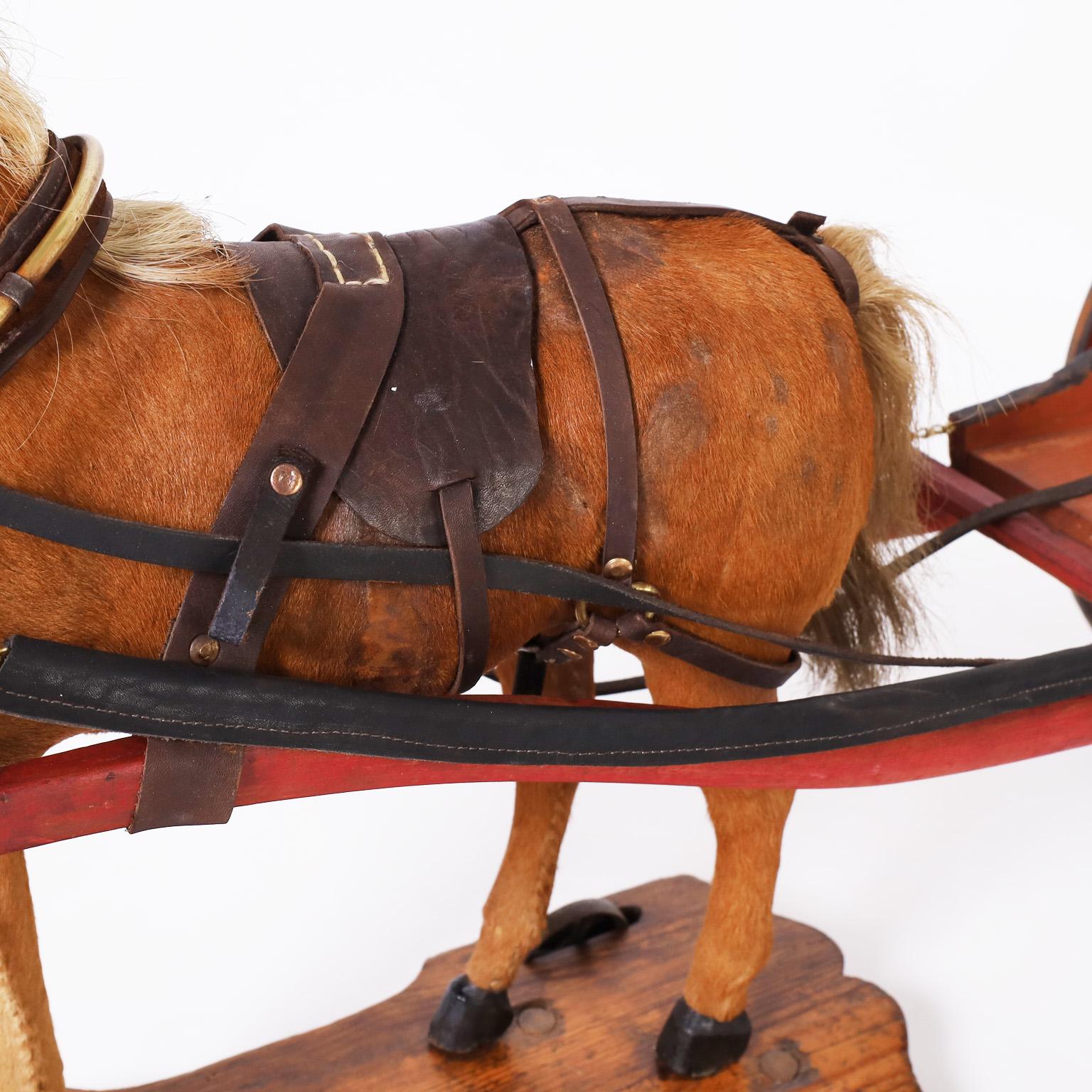 Grand cheval et charrette en jouet Vintage en vente 2