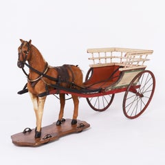 Large Vintage Toy Horse and Cart