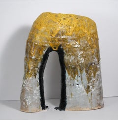 Large Yellow Arch Stoneware Free Standing Sculpture by Jill Birschbach