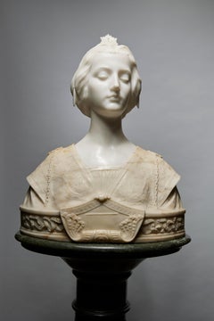 Italienische Büste einer Renaissance-Dame mit Sockel aus dem späten 19. Jahrhundert, fein gearbeitet