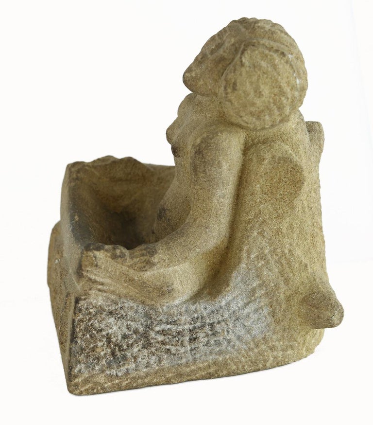 Late 19th Century Stone Carved Figure of Seated Angel For Sale 5