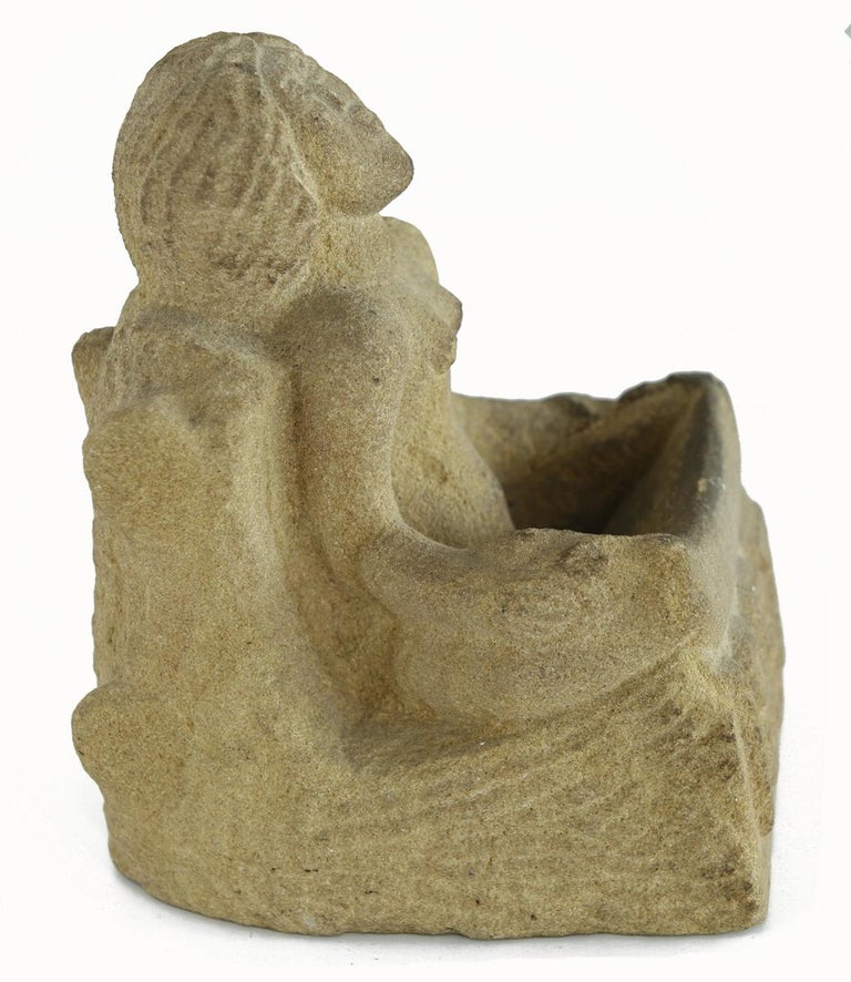Late 19th Century Stone Carved Figure of Seated Angel For Sale 3