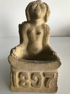 Late 19th Century Stone Carved Figure of Seated Angel