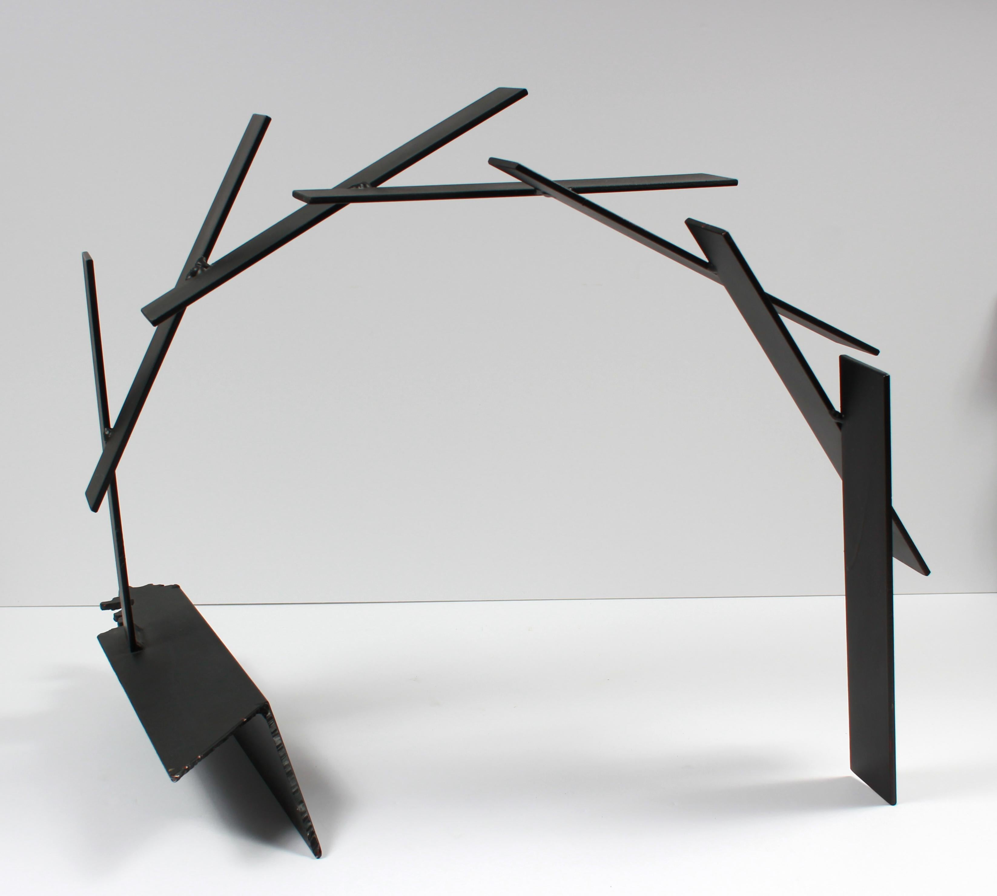 Late 20th Century Multi Media Metal Slanted Arch Sculpture - Gray Abstract Sculpture by Unknown