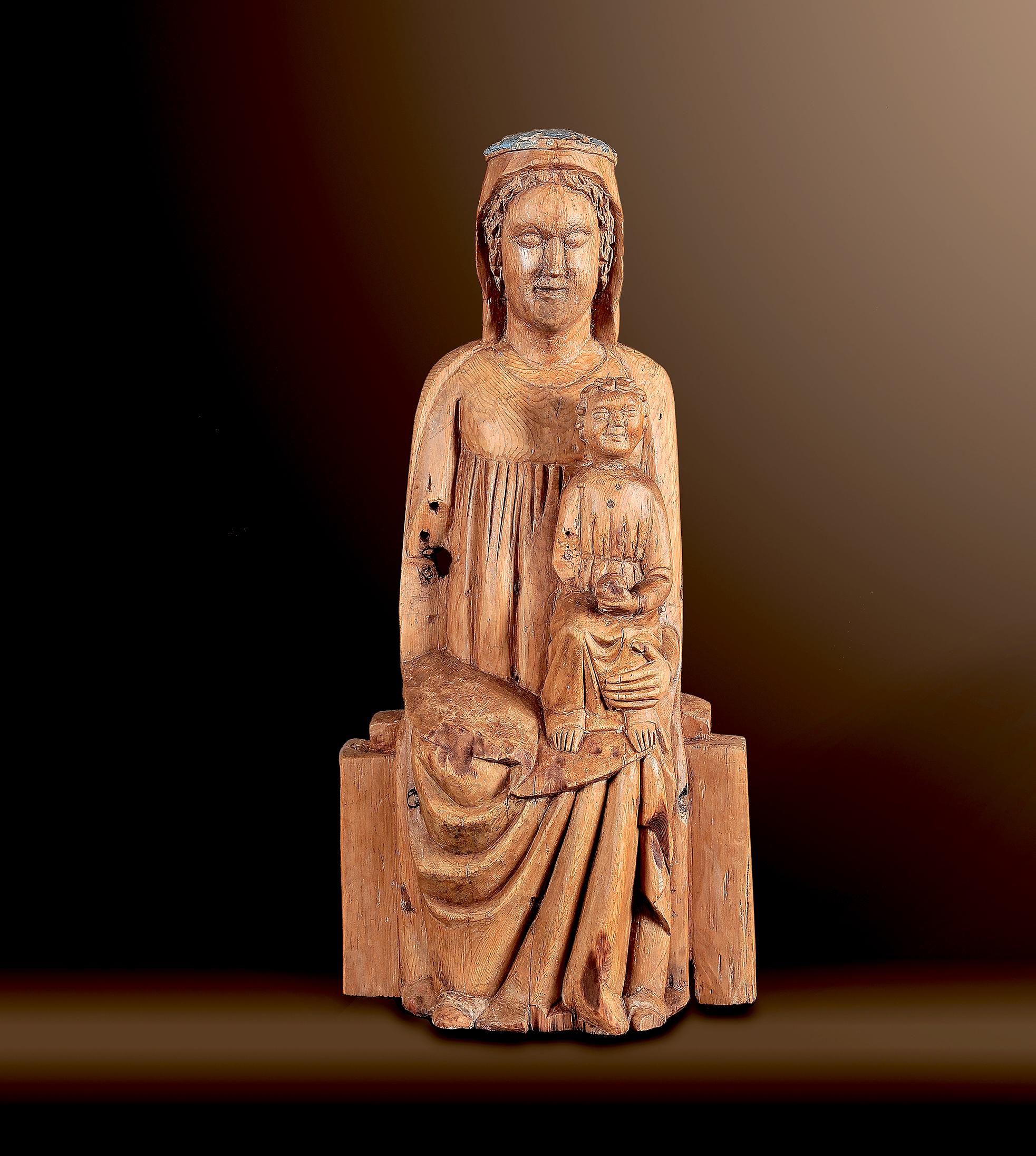 Unknown Figurative Sculpture - Late Romanesque Madonna "Sedes Sapientiae"
