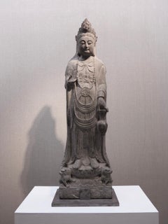 Late Tang 10th-century Bodhisattva limestone Chinese Buddhist sculpture
