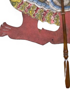 "Flat Wooden Puppet (Woman with Comb & White Face) Wayang Klitik, " Leather