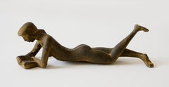 Lesende (Reading Woman) - Ceramic, Clay, Female Nude, Figurative, Book, 1980's