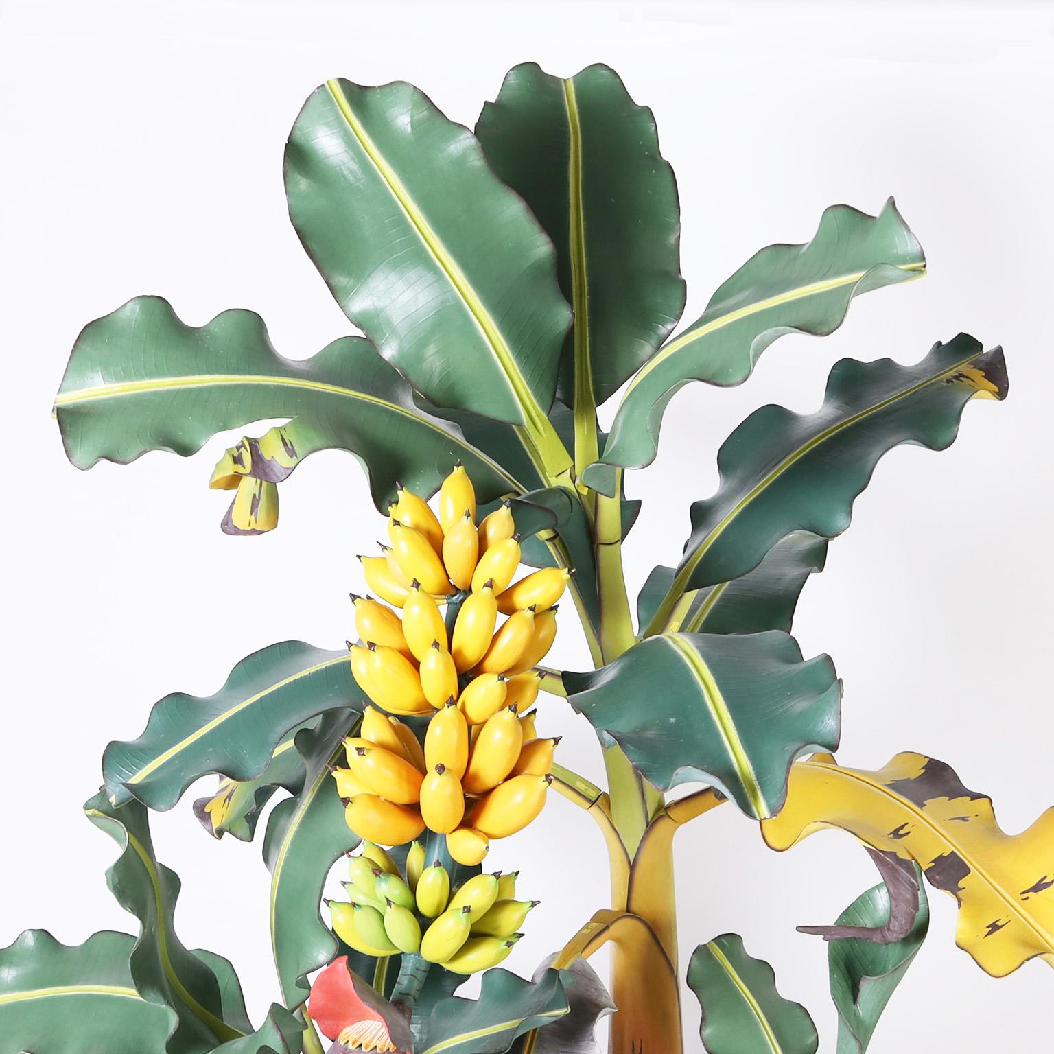 Life Size Carved Wood Banana Tree Sculpture 1