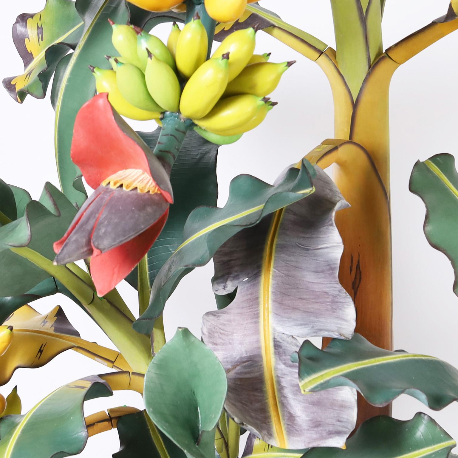 Life Size Carved Wood Banana Tree Sculpture 3