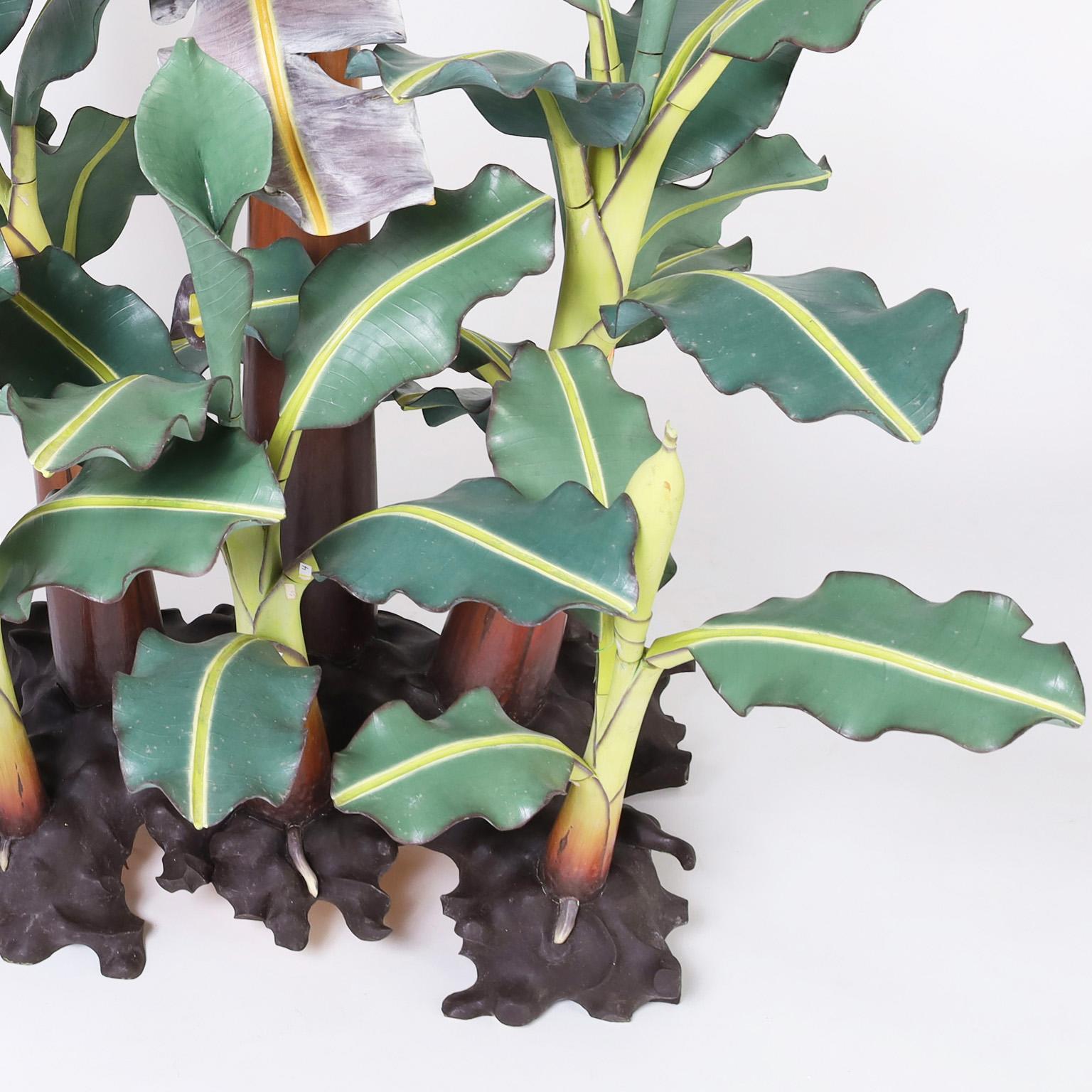Life Size Carved Wood Banana Tree Sculpture 4
