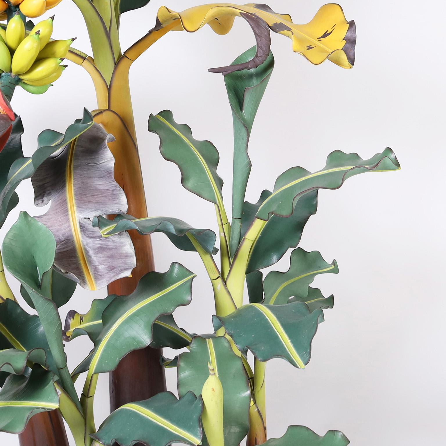 Life Size Carved Wood Banana Tree Sculpture 5