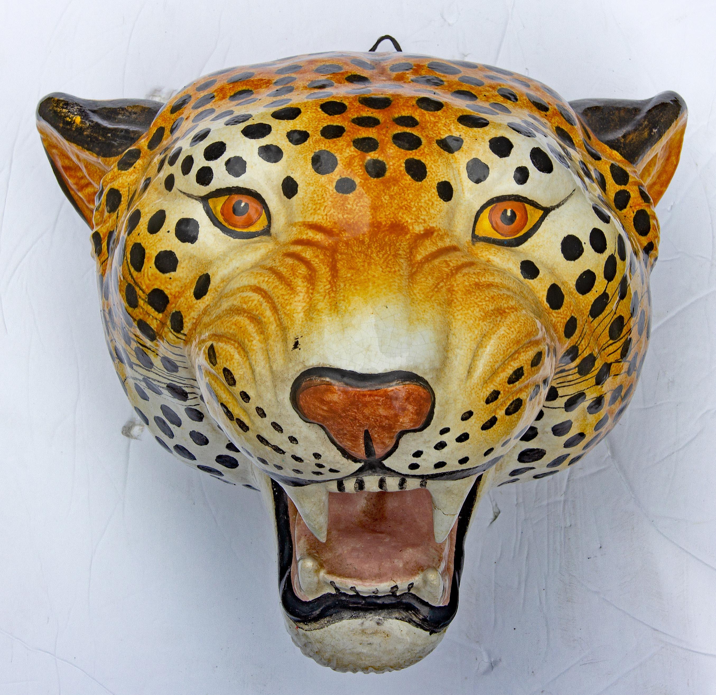 Montura de leopardo de tamaño natural Terracota italiana Mediados del siglo XX en venta 1