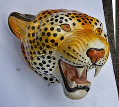 Montura de leopardo de tamaño natural Terracota italiana Mediados del siglo XX