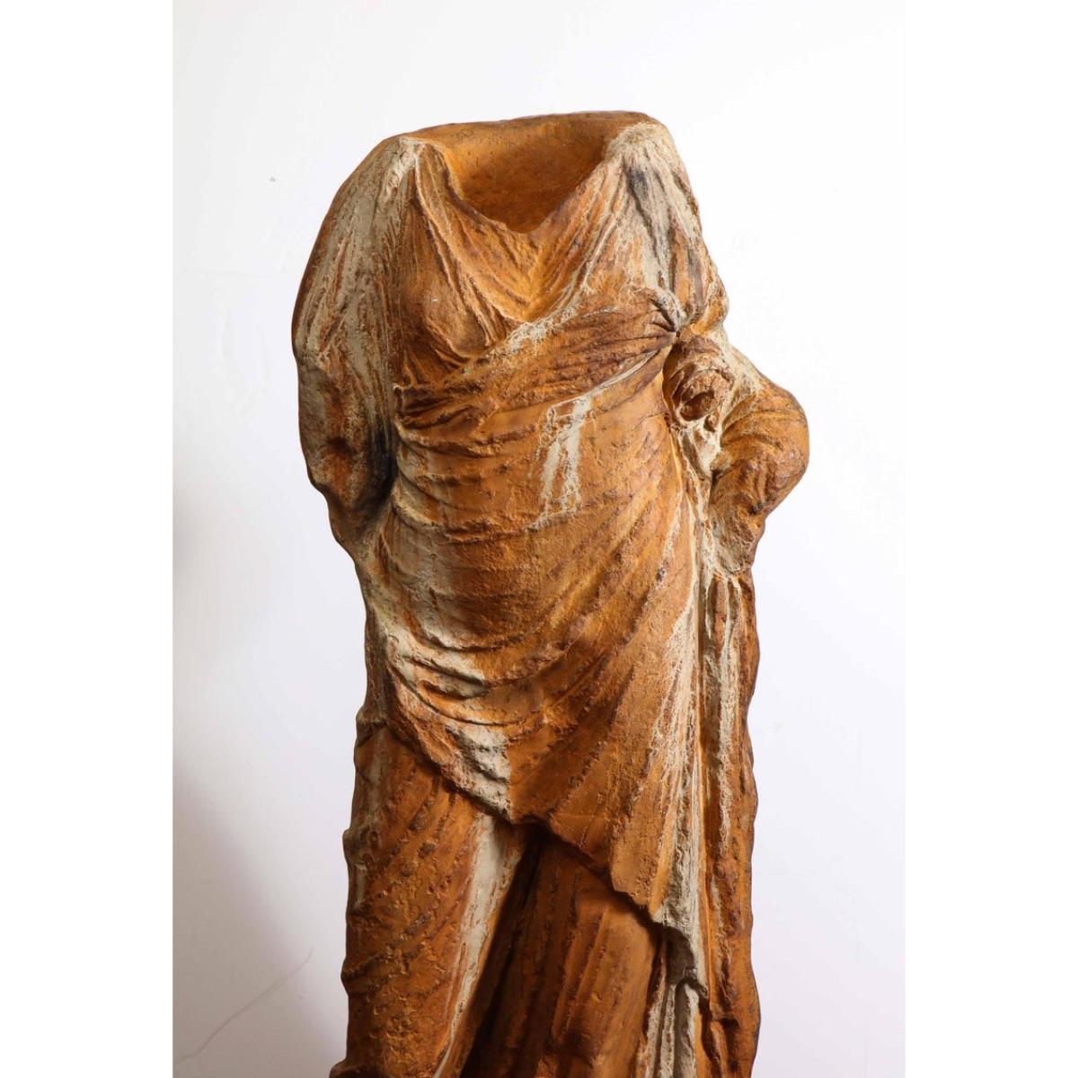 Life-Size Roman Style Patinated Fiberglass Torso, after the Antique - Brown Figurative Sculpture by Unknown