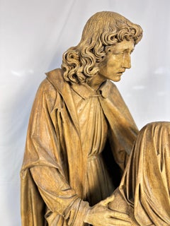 Life-Size Wooden Carved Holy Figures, German Neo-Gothic Style ca. 1890