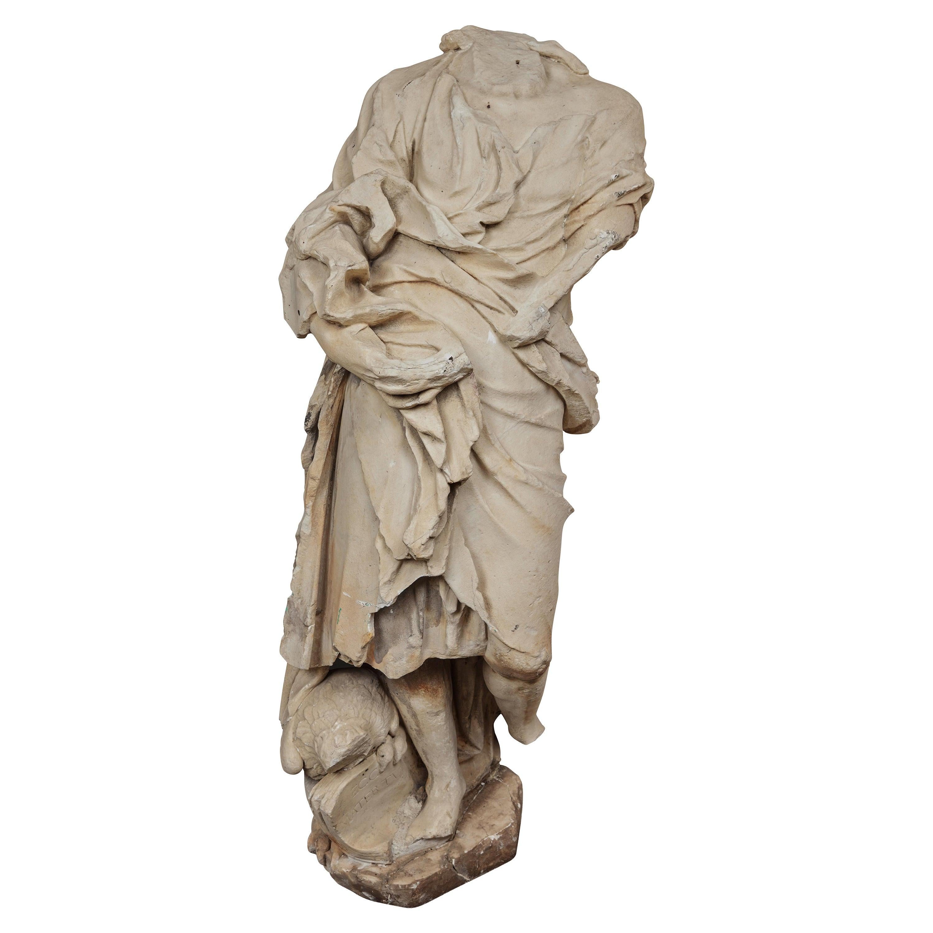 Unknown Figurative Sculpture - Renaissance Era Marble Figure Fragment