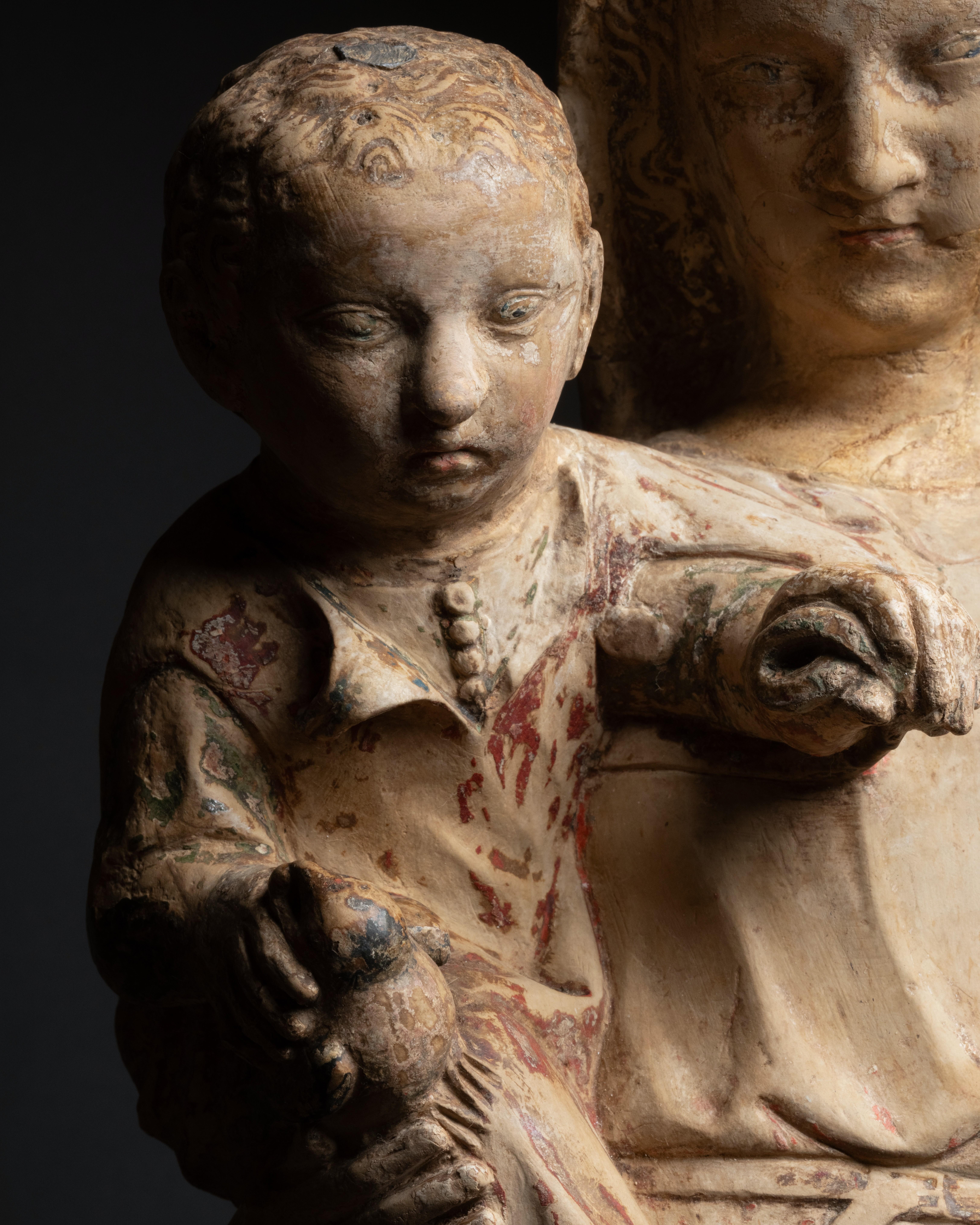 Limestone figure of Virgin and child, Lorraine, 14th century, French Gothic For Sale 10
