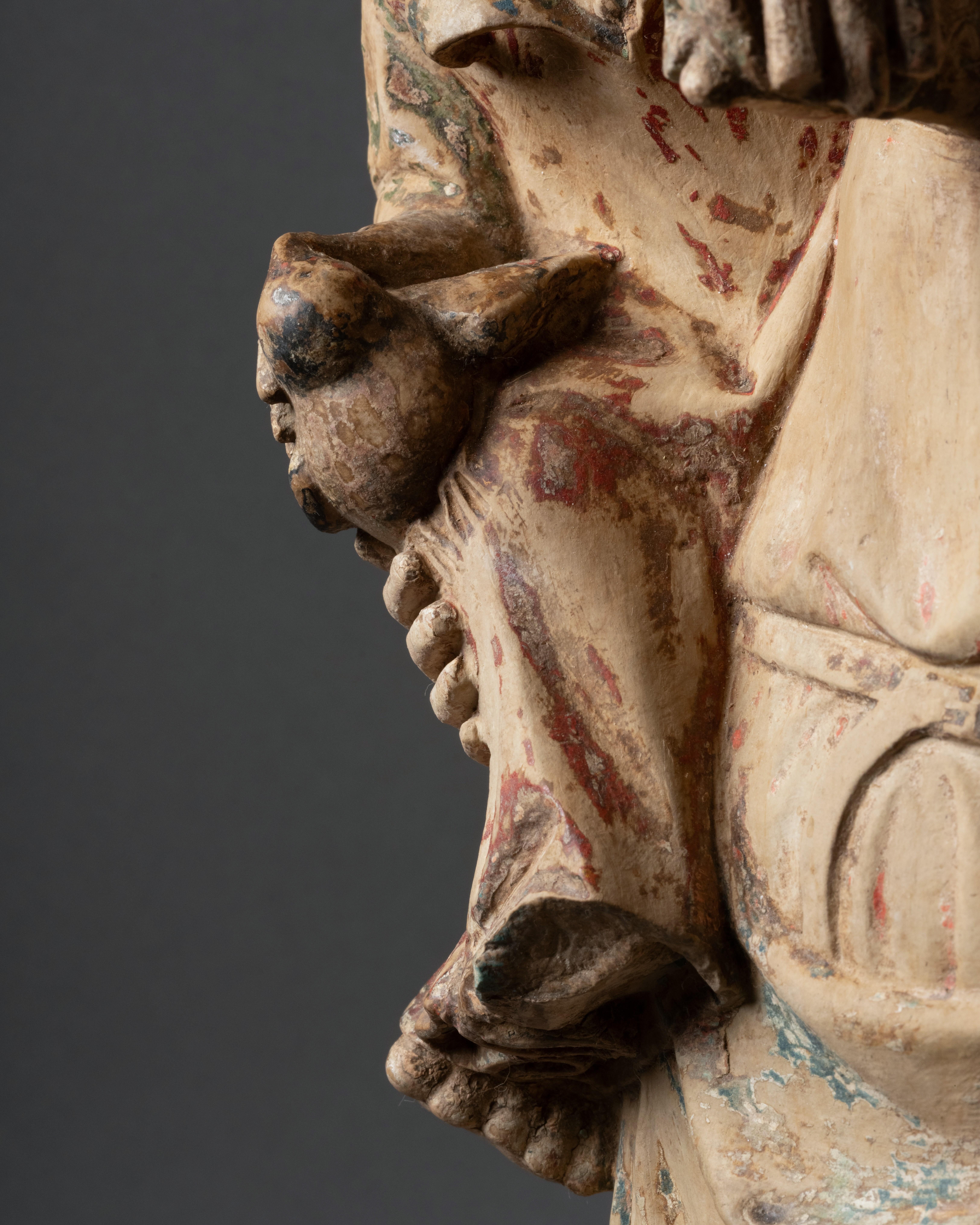 Limestone figure of Virgin and child, Lorraine, 14th century, French Gothic For Sale 13