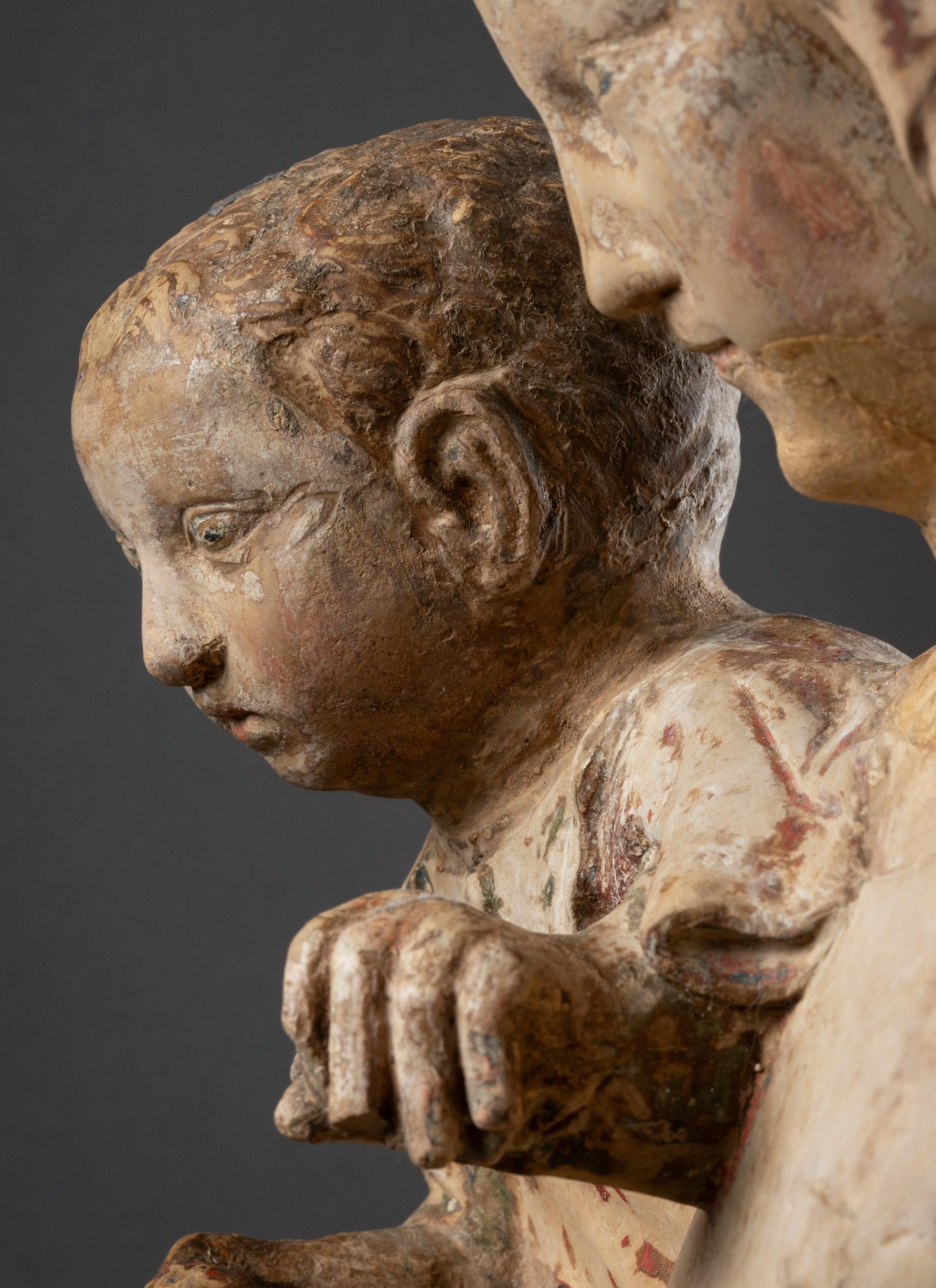 Limestone figure of Virgin and child, Lorraine, 14th century, French Gothic For Sale 5
